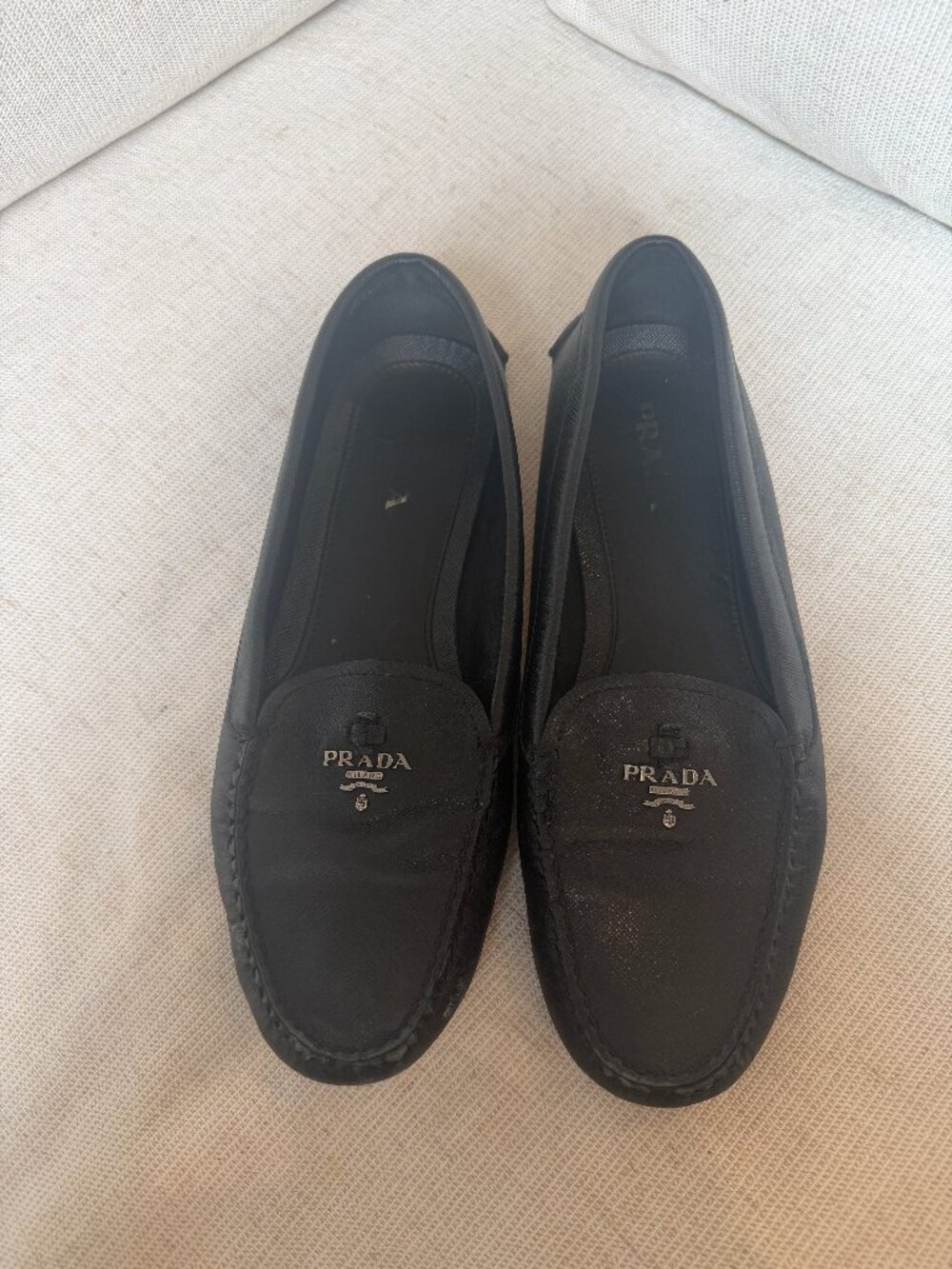 Prada Loafers Black Leather Women's Size 10